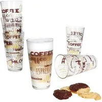 MamboCat Latte-Macchiato-Glas 6x Candy Latte Macchiato Gläser 380ml Schrift-Dekor stapelbar, Glas