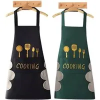 Blusmart Kochschürze 2 Stück Schürzen Frauen wasserdichte Küchenschürze mit Taschen, (Ölfeste Schürze, BBQ Schürze, Frauen Schürze, 2-tlg., Kochschürze), für Küche Garten BBQ Chef Kellner Bäcker