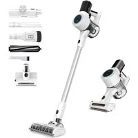 KLAMER Akku-Hand-und Stielstaubsauger 420 Watt Kabelloser, 2 Akkus, Flexibler Handstaubsauger mit verschied…, 420 W, beutellos, 25,2V Akku, LED Display & Frontlicht, Leichte Steuerung, 3 Aufsätze