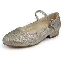 White Lady 904 champagner-Glitter Mädchen Schuhe Riemchenballerina