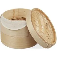 relaxdays Dämpfeinsatz Dampfgarer Bambus 2 Etagen 20,5 cm, (3-tlg)