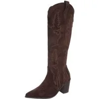 Ital-Design Damen Westernstiefel mit Blockabsatz und Stickerei Westernstiefel (92157767) Blockabsatz Stiefel in Braun