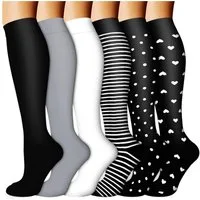 Mutig Kompressionsstrümpfe 6 Paar Reisestrümpfe, Sportsocken für Damen und Herren (ideal für Laufen, Reise, Flug, Alltag)