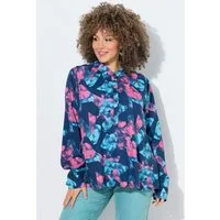 Ulla Popken Longbluse Tunika grafischer Druck A-Linie Stehkragen Langarm