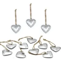 LB H&F Lilienburg Hängedekoration LB H&F Set 12er Anhänger Herz Dekoherzen Herzanhänger Silber (Osterdeko Aufhaenger Liebe Hochzeitsdeko Metallherzen zum Hängen Geschenkanhänger ZINK, 12er Set), Metall Herzen silber Frühling Osterschmuck Ostern Dekoh