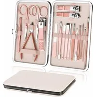 FOUORTUNATE-BEE Maniküre-Pediküre-Set 18-teiliges Pediküre-Set aus Edelstahl für Damen, Reisegeeignet, Professionelles Nagel- und Fußpflege-Set für Zuhause und Reisen