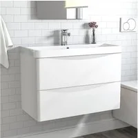 duschspa Waschtisch Waschbecken mit Unterschrank Waschtischunterschrank Smiley, Badmöbel in Breite 50/60/80/90/100 cm