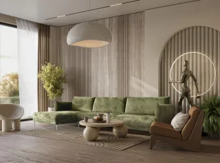 Ecksofa Designersofa MADISON XL Stoff Tender Way Grün Ottomane Links