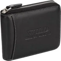 Wild Things Only !!! Geldbörse RFID Leder Portmonne Geldbörse Herren mit Reißverschluss Querformat, RFID Schutz