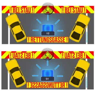 Wendeschild "Bei Stau - Rettungsgasse" 25x10cm