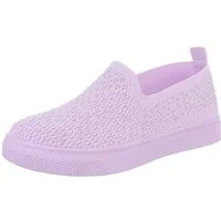Ital-Design Damen Low-Top Freizeit Slipper (88843597) Flach Sneakers Low in Lila