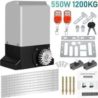 Clanmacy Schiebetorantrieb 550W Torantrieb Toröffner Motor 1200kg Schiebetor Antrieb Komplett-Set, mit Gleitschiene, (IP44 wasserdicht, mit 2 orangen Schlüssel und 1 Fernbedienung), Betriebene Türen Eisenwaren