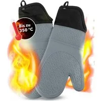 AVANA Topfhandschuhe Silikon Ofenhandschuhe Backhandschuhe Kochhandschuhe, (1 Paar Ofenhandschuhe aus Silikon), weiches Baumwoll-Innenfutter, Anti-Rutsch, Hitzebeständig bis 350°C