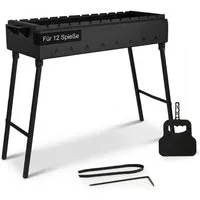 BIG-PAN Grillbesteck-Set Klappbar Mangal für 12 Spieße 80cm Grillfächer