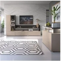 Lomadox Wohnzimmer-Set SELCE-83, (Mega-Spar-Set, 2-St., 2-tlg), in beige mit anthrazit inkl. Beleuchtung, griffloses Design