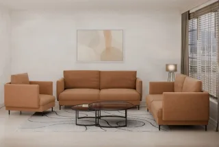 Sofaset Designersofas HELMER 3-2-1 Stoff Vibe Terracotta