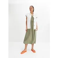 bonprix Midikleid aus reiner Baumwolle, lockere Passform, mit Schlitzdetail