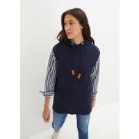bonprix Pullunder mit Stehkragen und Kapuze, Oversize Passform, melierte Optik