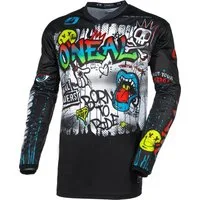 O’NEAL Motocross-Shirt Element Rancid schwarz/buntes Motocross Jersey Atmungsaktiv belüftet