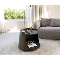 DELIFE Couchtisch Daban, Keramik Laminam®Noir Desir Braun 59x59 cm Gestell Metall Titanfarbig
