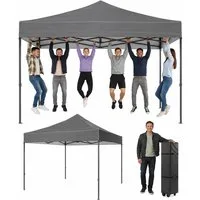 AOXUN Pavillon 3x3m Wasserdicht, Metallrahmen-Schutzzelt,Dunkelgrau, klappbar, UPF 50
