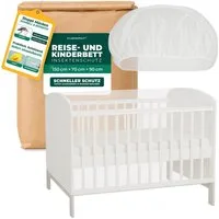 Silberkraft Betthimmel Insektenschutz für Reise- und Kinderbett, Mückennetz 150×70×90 cm (Kompakt & leicht, ideal für unterwegs, 1-tlg., Luftdurchlässiges Netzmaterial, feinmaschig & weich), Für Babyreisebett & Beistellbett, Inkl. Transportbeutel