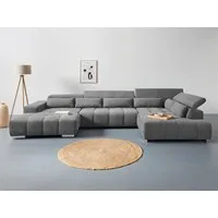 COTTA Wohnlandschaft Orion U-Form, B: 409 cm, mit Kopfteilverstellung & 6 Nierenkissen