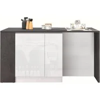 KOCHSTATION Kücheninsel KS-Sole, Kochinsel, Küchenarbeitsblock, Arbeitsinsel, Made in Italy, Breite 167,5 cm, 2 Apothekerauszüge, 2 Essplätze, 1 offenes Regal