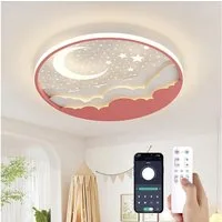 RRBEST Deckenleuchte LED Kinder Deckenlampe, Stern Mond Deckenleuchte Mit Fernbedienung, Warm, Natural, Kalt, Kinderzimmer Dimmbar Deckenleuchten, Schlafzimmer Lampe