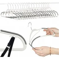 KomfortHome Kleiderbügel Samtbügel Rutschfest Premium 42cm dünn platzsparend 360° drehbar, (20-tlg), Anti-Rutsch Bügel Samtoptik Hemden Hosen Kleider Mäntel stabil Set