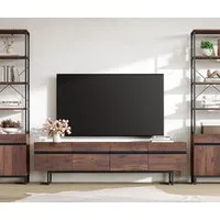WAMPAT Lowboard 180 cm breiter, brauner TV-Schrank mit 4 Fächern (180 cm breiter TV-Schrank), TV-Bank, TV-Board, Medienschrank mit Staufächern, für Wohnzimmer