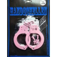 Orlob Polizei-Kostüm Metall Handschellen Pink mit 2 Schlüssel Polizei Karneval Cosplay