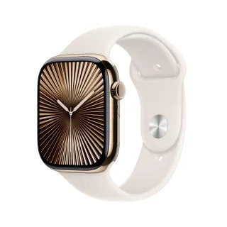 Apple Watch Series 10 [GPS + Cellular inkl. Sportarmband M/L polarstern] 46mm Titangehäuse gold