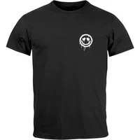 Neverless Print-Shirt Herren T-Shirt Print Aufdruck Motiv Drip Face Drippy Smile Herz-Augen mit Print