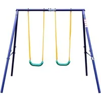 MUWO Schaukelkombination Garten Kinder Spielgerüst mit Doppelschaukel, Schaukelgestell mit zwei Schaukeln, optimal für Garten und Hof.