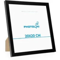 PHOTOLINI Bilderrahmen modern mit bruchsicherem Acrylglas, Holz MDF für Fotos & Poster, für 1 Bilder (1 Einzelrahmen), Posterrahmen 20x20 cm quadratisch, zum Aufhängen & Aufstellen