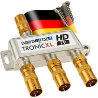 TronicXL SAT-Verteiler Koax HD 3D 4K Verteiler Weiche Splitter DVBT DVBT2 DVBC SAT TV Kabel