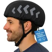 FLEXEO Fahrradhelmüberzug Regenschutz, Helmüberzug Helm Regenschutz reflektierend wasserabweisend schwarz
