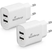 Mediarange Ladegerät Power Adapter 12 Watt 2x USB-A für 2 Geräte weiß USB-Ladegerät