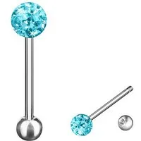 Taffstyle Piercing-Set Zungenpiercing Barbell Stab mit Ferido Kristall Kugel Chirurgenstahl, Barbell Stab Piercing Hantel Zunge mit funkelnder Kristall Kugel