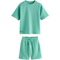 Next T-Shirt & Shorts Strukturiertes T-Shirt und Shorts, Set (2-tlg)