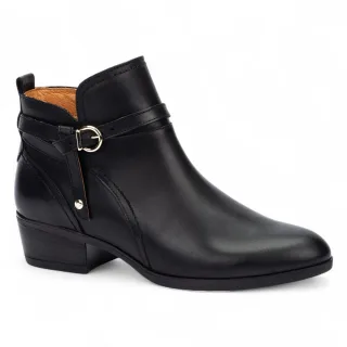 Pikolinos Damen-Bootie aus schwarzem Leder mit Reißverschluss und Absatz - Daroca