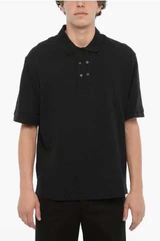 Locker geschnittenes Poloshirt aus Piquet-Baumwolle in Blau