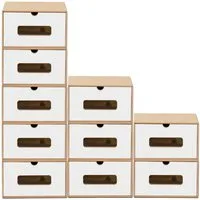 BigDean Schuhbox 10 Boxen stapelbar mit Sichtfenster & Schublade Schuhe Spielzeug etc. (Set, 10 St., Schuhbox), Bemalbar, Dekorierbar, Stapelbar