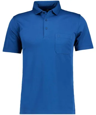 RAGMAN - Polo button short sleeve solid oxford blau - Gr. - L