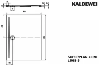 Kaldewei Duschwanne SUPERPLAN ZERO Mod.1568-5, 900 x 1300, alpinweiß matt,SEC,Wt extrafl. 356847982711