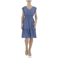 Ital-Design Sommerkleid Damen Freizeit (85941302) Rüschen Sommerkleid in Blau