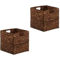 CARO-Möbel Dekokiste CAO (Set), Aufbewahrungskorb aus Wasserhyazinthe, 2er Set Regalkorb 32x32cm braun