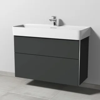 Sanipa 3way Waschtischunterbau zu Laufen VAL Waschtisch mit 2 Auszügen, Graphit-Matt BP8241B