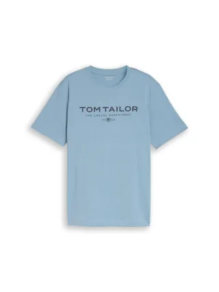 Tom Tailor - T-Shirt aus Baumwolle mit Logo-Print mountain spring blue - Gr. - XXL